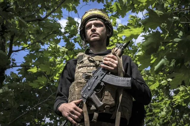 A Ukrainian soldier patrols at the frontline as Ukrainian Army conduct operation to target trenches of Russian forces through the Donetsk region, where the country's most intense clashes occur, amid Russia and Ukraine war in Donetsk, Ukraine on May 09, 2023. (Photo by Muhammed Enes Yildirim/Anadolu Agency via Getty Images)