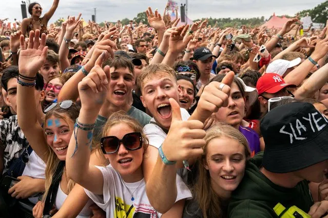Members of the Public at the Reading Music Festival, England, Sunday, August 29, 2021. (Photo by Scott Garfitt/AP Photo)