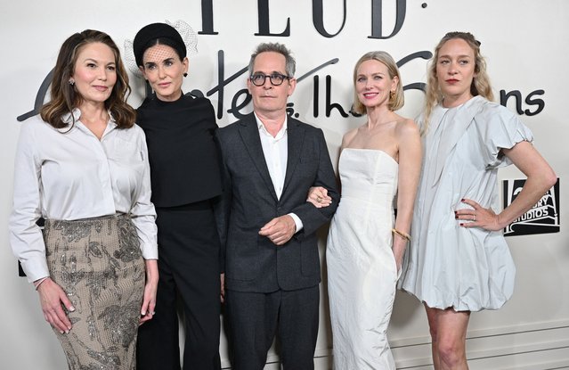 Actors Diane Lane, Demi Moore, Tom Hollander, Naomi Watts and Chloe Sevigny attend the For Your Consideration (FYC) event for FX’s “Feud: Capote vs. The Swans” at the Directors Guild of America in Los Angeles on May 29, 2024. (Photo by Robyn Beck/AFP Photo)