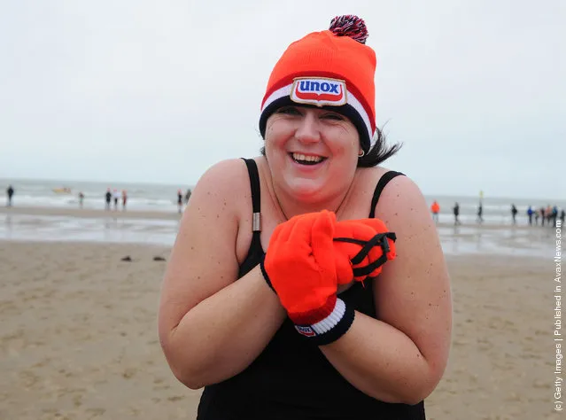 Dutch Swimmers Brave The North Sea For New Years Day Dip