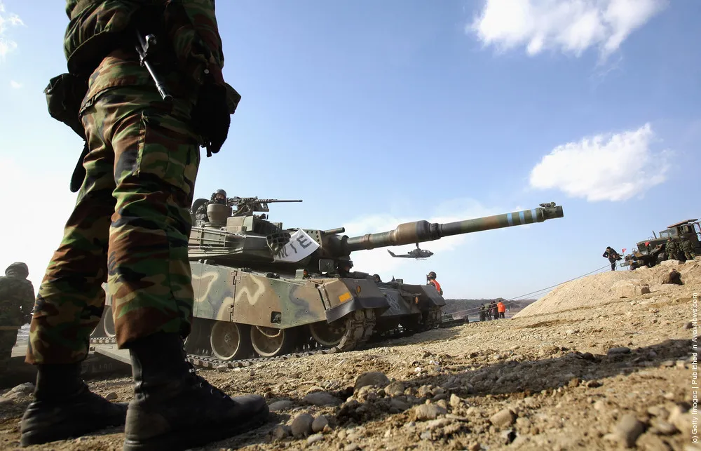 South Korean Army Operates Winter River Crossing Exercise