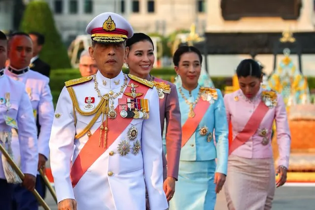 Thailand's King Maha Vajiralongkorn, Queen Suthida, Princess Bajrakitiyabha and Princess Sirivannavari Nariratana leave after they attend an event commemorating the death of King Chulalongkorn in Bangkok, Thailand on October 23, 2019. (Photo by Athit Perawognmetha/Reuters)