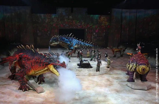 A scene is played out during a scene run through of the 'How to Train Your Dragon Arena Spectacular' at Hisense Arena in Melbourne