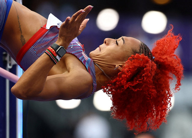 Taliyah Brooks of United States competes during Women's Heptathlon High Jump of the Athletics on Stade de France during the Paris 2024 Olympics Games on August 8, 2024 in Paris, France. (Photo by Kai Pfaffenbach/Reuters)