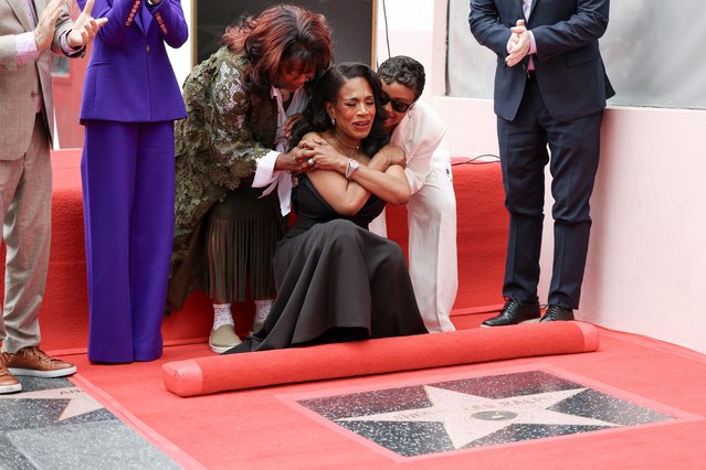 US actress Sheryl Lee Ralph reacts on her star with friends and family during her Hollywood Walk of Fame Star ceremony in Hollywood, California, on April 16, 2025. (Photo by Patrick T. Fallon/AFP Photo)