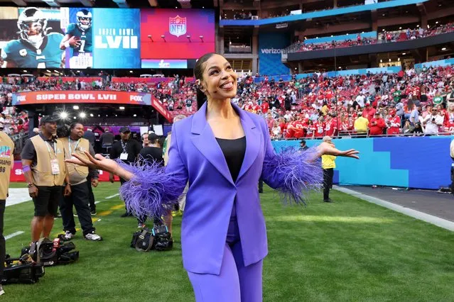 American singer Jordin Sparks attends the Super Bowl LVII Pregame at State Farm Stadium on February 12, 2023 in Glendale, Arizona. (Photo by Mike Coppola/Getty Images/AFP Photo)