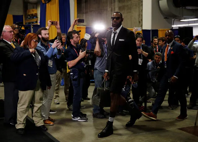 Cleveland Cavaliers forward LeBron James (23) arrives before playing against the Golden State Warriors in game one of the 2018 NBA Finals at Oracle Arena in Oakland, CA, USA on May 31, 2018. (Photo by Cary Edmondson/USA TODAY Sports)