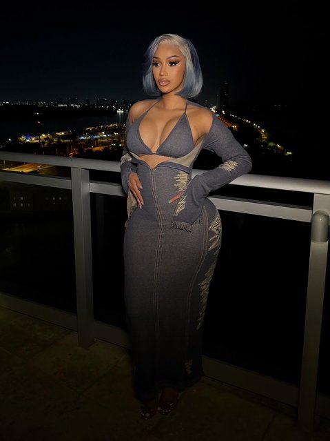 American rapper Cardi B shows off her postpartum curves in a body hugging dress on December 7, 2025. (Photo by iamcardib/Instagram)