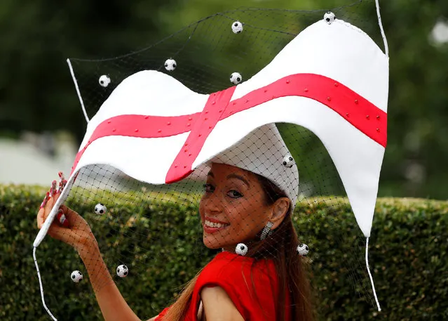 Hat designer Tracy Rose poses on day 2 of Royal Ascot before the start of racing at Ascot Racecourse on June 20, 2018 in Ascot, England. (Photo by Peter Nicholls/Reuters)