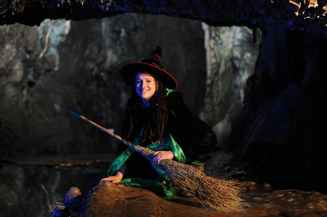 The new witch of Wookey Hole Caves Anna Dixon from Glastonbury following auditions held at the Somerset tourist attraction, on October 22, 2013. Around 50 applicants took part in the auditions today for a £50,000 a year (pro rata) job as the face of Wookey Hole. (Photo by Tim Ireland/PA Wire)