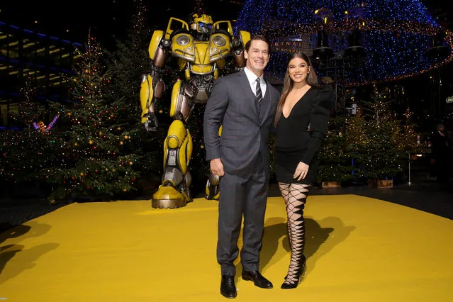 Hailee Steinfeld and John Cena attend a photo call in support of Paramount Pictures film a Buumblebee at Sony Centre on December 3, 2018 in Berlin, Germany.  (Photo by Andreas Rentz/Getty Images for Paramount Pictures)