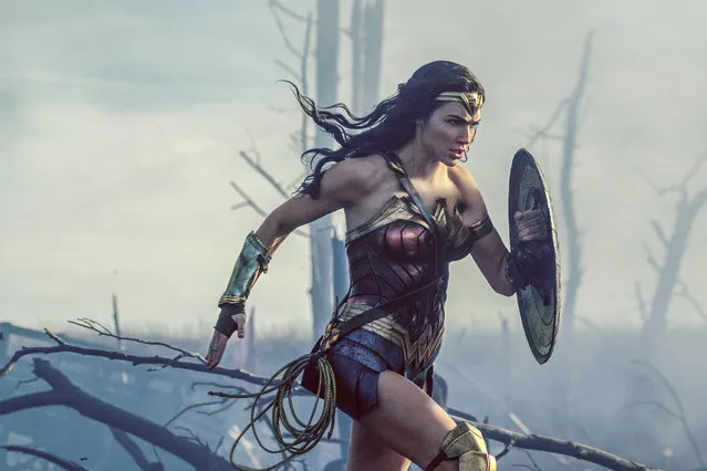 This image released by Warner Bros. Entertainment shows Gal Gadot in a scene from “Wonder Woman”. A new study organized by Time’s Up, the Hollywood-based organization formed to promote gender equality, finds that female-led films outperform male-led movies at the box office. The study analyzed the 350 top-grossing films worldwide released between January 2014 and December 2017. It found that in films with small, medium and large budgets, all averaged better global grosses when a woman was listed as the lead star. (Photo by Clay Enos/Warner Bros. Entertainment via AP Photo)