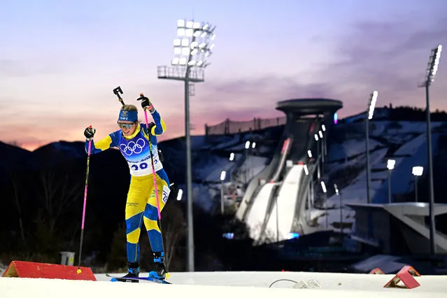 Sweden's Elvira Oberg competes in the Biathlon Women's 15km Individual event, on February 07, 2022 at the Zhangjiakou National Biathlon Centre, during the Beijing 2022 Winter Olympic Games. (Photo by Tobias Schwarz/AFP Photo)
