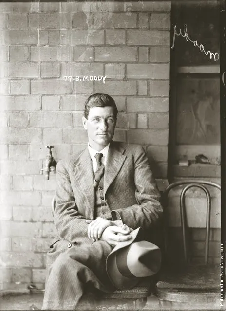 Mug shot of B. Moody, Newtown Court, around 1919. Details unknown