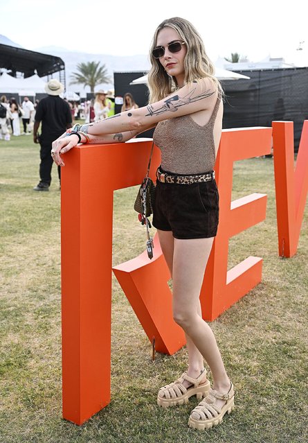 English model and actress Cara Delevingne at Revolve Festival: The Eighth Annual Fashion, Music and Lifestyle Event on April 12, 2025 in Thermal, California. (Photo by Fernando Allende/Broadimage/Rex Features/Shutterstock)