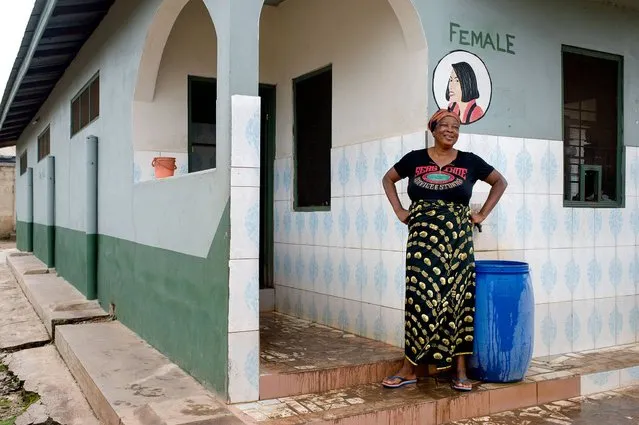 Ghana. Ima, 47, is a public toilet attendant in Kumasi, Ghana’s second largest city. She lives in a rented room with her husband and four children aged 14-22. She is a very dedicated worker and relies on the income from her job to fund her children's education. She does not have a toilet at home. During the day, she uses the public toilet where she works, but at night she is forced to use plastic bags as it is not safe to walk long distances in the dark. (Photo by Nyani Quarmyne/WSUP/Panos)