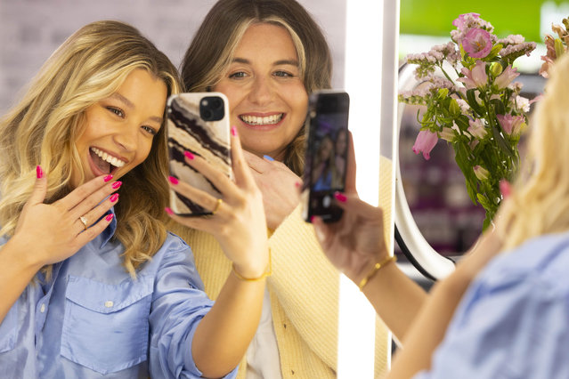 Actress Molly Rainford and former carer Ellen Goodwin receive manicures at Marie Curie’s first “End of Life Salon”, launched in partnership with Superdrug at its Beauty Studio in Hayes, UK on Tuesday, November 4, 2025. (Photo by David Parry/PA Media Assignments)