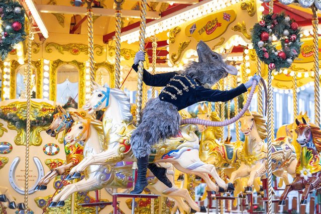 Scottish Ballet dancer Javier Andreu as The Rat King poses on a carousel during a photo call for The Nutcracker in Edinburgh, Scotland, Britain on December 10, 2024. (Photo by Lesley Martin/Reuters)