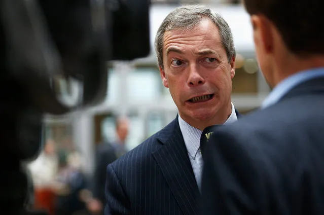 Leader of the UK Independence Party or UKIP, Nigel Farage is pictured during The European Council Meeting In Brussels held at the Justus Lipsius Building on December 18, 2015 in Brussels, Belgium. European leaders are meeting to discuss David Camerons proposed EU reforms, as well as focussing on the migrant crisis, the fight against terrorism and climate change. (Photo by Dean Mouhtaropoulos/Getty Images)
