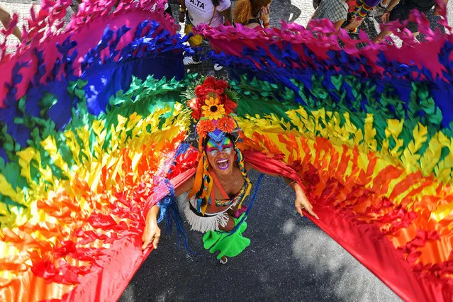 A reveller is pictured during the Gay Pride parade in Rio de Janeiro, Brazil on September 30, 2018. (Photo by Carl De Souza/AFP Photo)