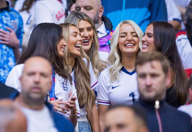 Ellie Alderson partner of Ollie Watkins (ENG) and Lewis Capaldi the wife of Dean Henderson (ENG) Aine May Kennedy partner of Conor Gallagher (ENG) Megan Davison wife of Jordan Pickford (ENG) at Arena Aufschalke, Gelsenkirchen, Germany on June 16, 2024. (Photo by Moritz Muller/Alamy Live News)