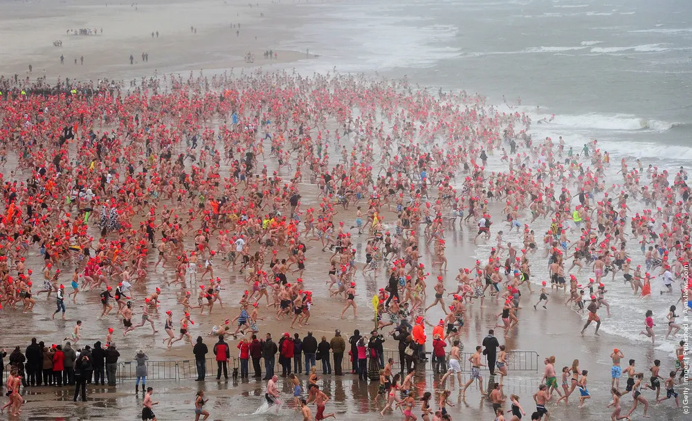 Dutch Swimmers Brave The North Sea For New Years Day Dip