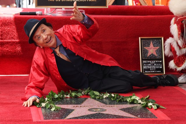 Actor James Hong poses as he unveils his star on the Hollywood Walk of Fame in Los Angeles, California, U.S., May 10, 2022. (Photo by Mario Anzuoni/Reuters)