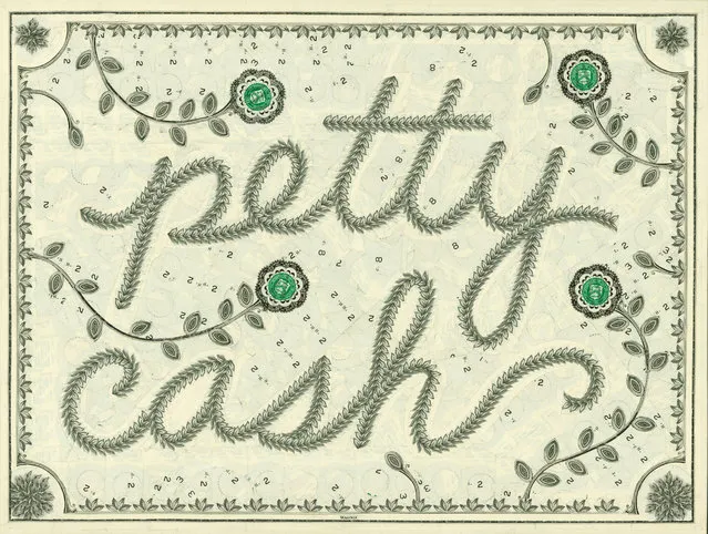 Petty Cash, cut one-dollar bills. (Photo by Mark Wagner)
