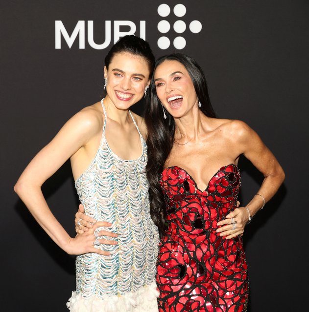 American actresses Margaret Qualley and Demi Moore attend the Los Angeles Premiere of “'The Substance'” at the Directors Guild of America Theater in Los Angeles on September 16, 2024. (Photo by Aude Guerrucci/Reuters)