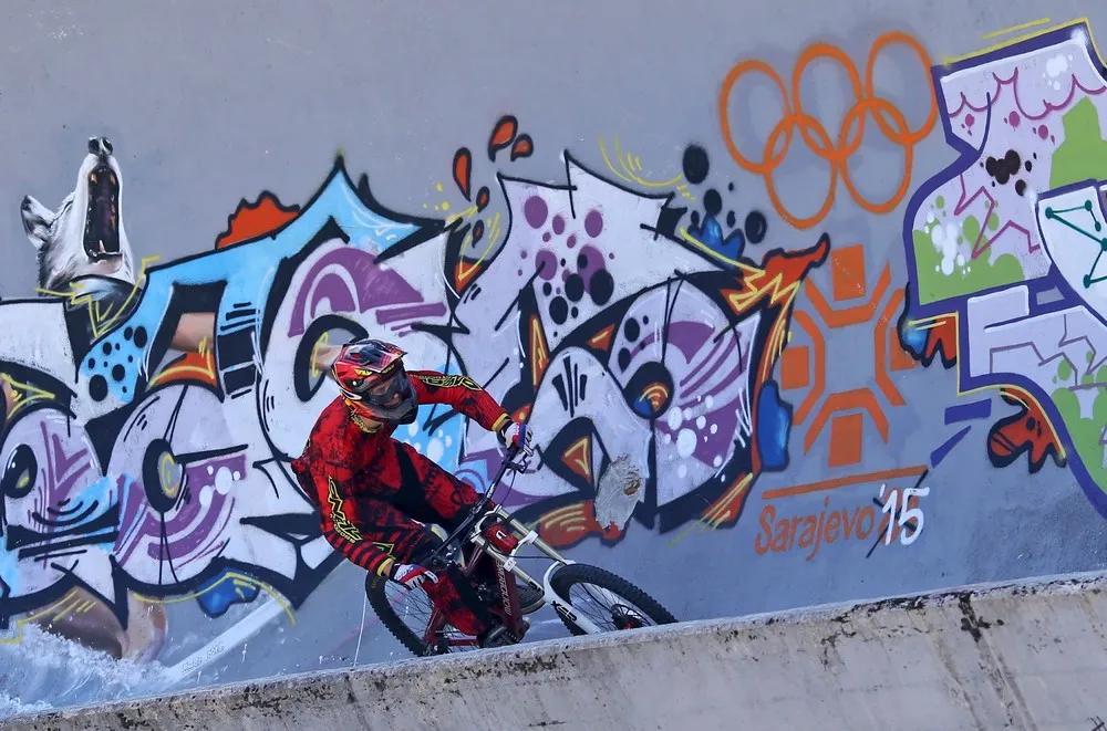 Downhill Bikers on the Disused Olympic Bobsled Track