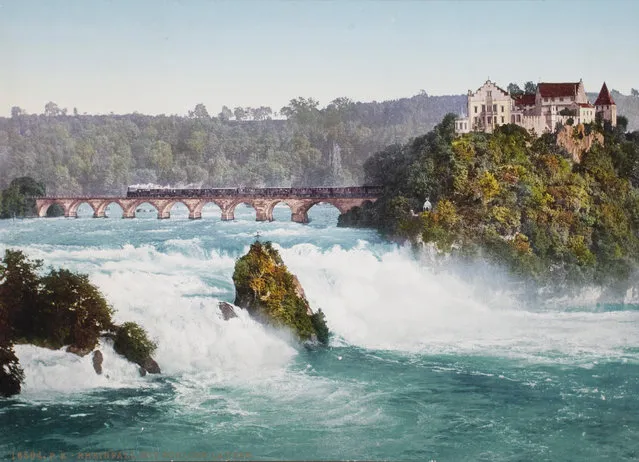 The image on the negative meant that different amounts of light fell on different areas of the coating, which then hardened according to the amount of light to which it had been exposed. Here: The Rhine Falls, Switzerland. Circa 1890. (Photo by Swiss Camera Museum/The Guardian)