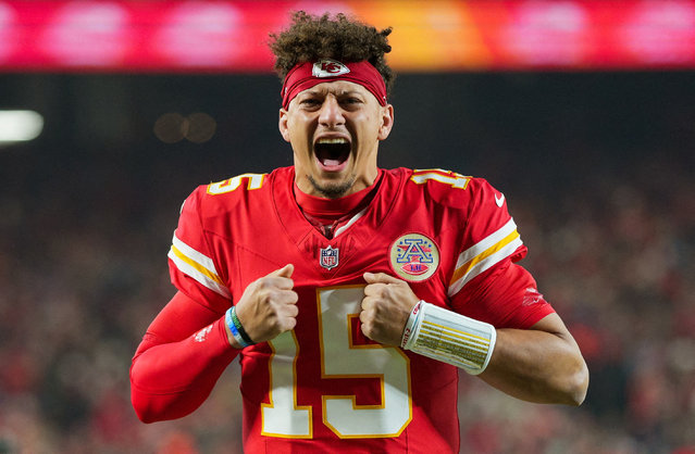 Kansas City Chiefs quarterback Patrick Mahomes gets ready prior to their game against the Los Angeles Chargers at GEHA Field at Arrowhead Stadium in Kansas City on December 9, 2024. (Photo by Jay Biggerstaff/Reuters)