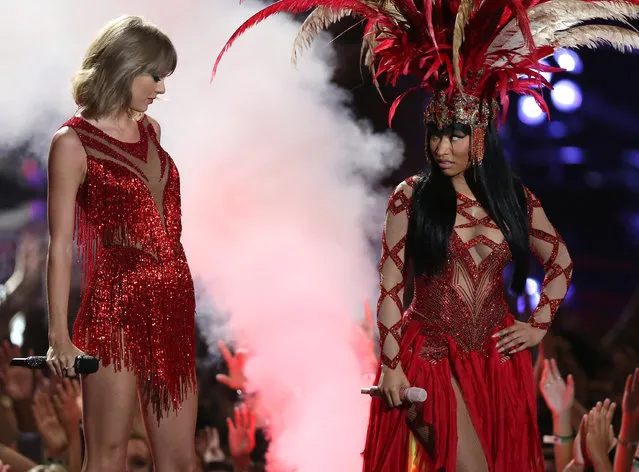 Taylor Swift, left, and Nicki Minaj perform at the MTV Video Music Awards at the Microsoft Theater on Sunday, August 30, 2015, in Los Angeles. (Photo by Matt Sayles/Invision/AP Photo)