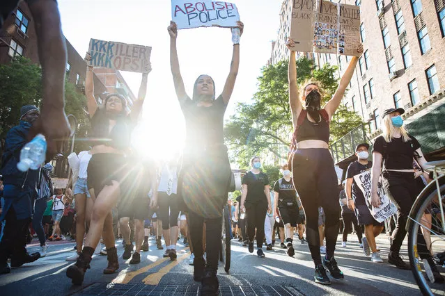 Protesters march north along the west side highway toward Columbus Circle in response to the death of George Floyd and police brutality in Manhattan, New York on June 6, 2020. (Photo by Daniel William/The New York Post)