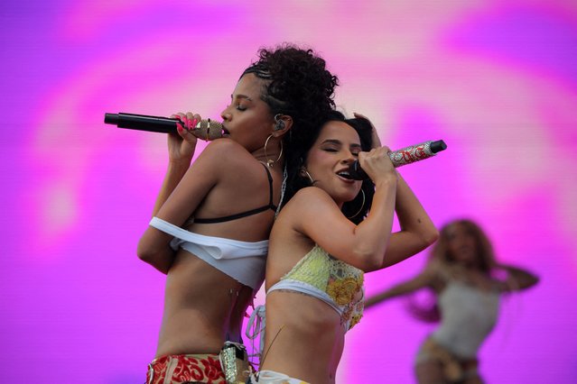 Tyla and Becky G perform at the Coachella Valley Music and Arts Festival in Indio, California, U.S., April 11, 2025. (Photo by Daniel Cole/Reuters)