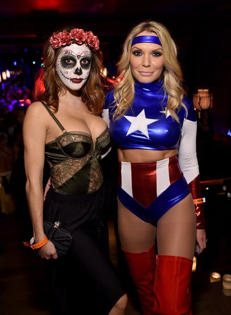 Melissa Stover and Jennifer Mazur attend Moto X presents Heidi Klum's 15th Annual Halloween Party sponsored by SVEDKA Vodka at TAO Downtown on October 31, 2014 in New York City. (Photo by Mike Coppola/Getty Images for Heidi Klum)