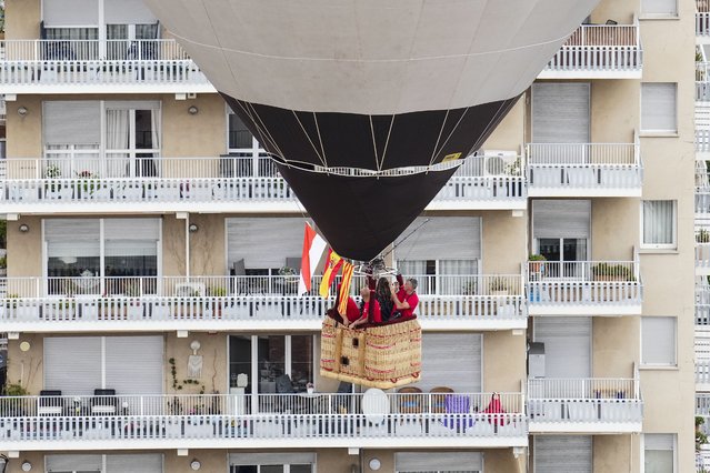 Close-up view of one of the balloons taking part in the opening event of the 29th European Balloon Festival in the town of Igualada, Barcelona, northeastern Spain, 10 July 2025. (Photo by Enric Fontcuberta/EPA)