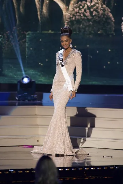 Sabrina Beneett, Miss Malaysia 2014 competes on stage in her evening gown during the Miss Universe Preliminary Show in Miami, Florida in this January 21, 2015 handout photo. (Photo by Reuters/Miss Universe Organization)