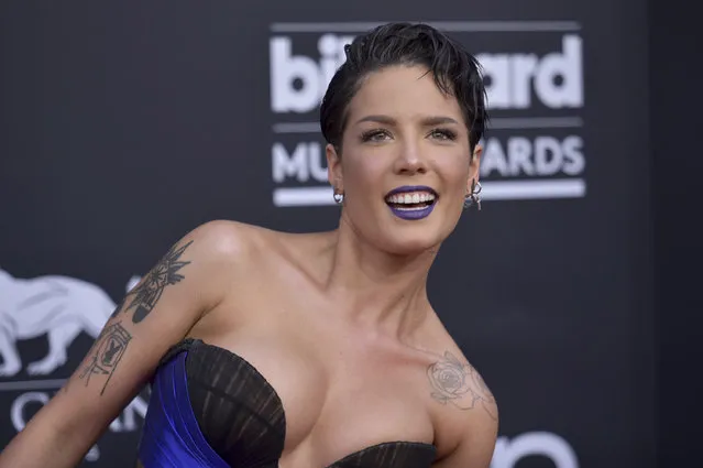 Halsey arrives at the Billboard Music Awards on Wednesday, May 1, 2019, at the MGM Grand Garden Arena in Las Vegas. (Photo by Richard Shotwell/Invision/AP Photo)