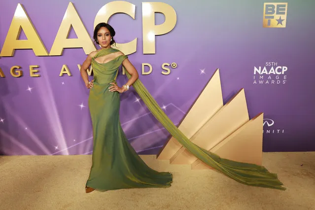 American actress Kerry Washington attends the 55th Annual NAACP Awards at the Shrine Auditorium and Expo Hall on March 16, 2024 in Los Angeles, California. (Photo by Matt Winkelmeyer/Getty Images)