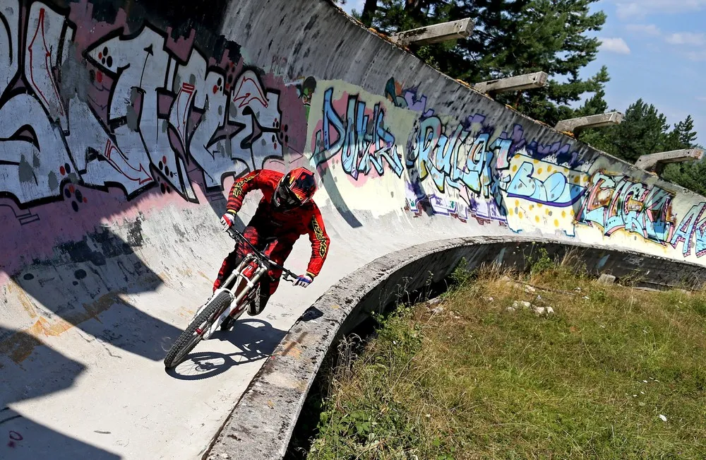 Downhill Bikers on the Disused Olympic Bobsled Track