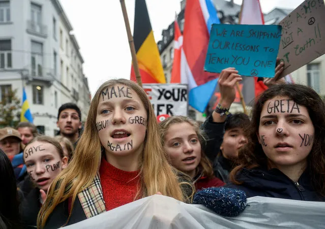 Demonstrators take part in the rally “Europe Climate Strike” in Brussels, Belgium, March 6, 2020. (Photo by Johanna Geron/Reuters)