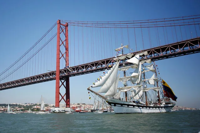 Venezuela's ship Simon Bolivar is pictured during the Tall Ships Races 2016 parade, in Lisbon, Portugal, July 25, 2016. (Photo by Pedro Nunes/Reuters)