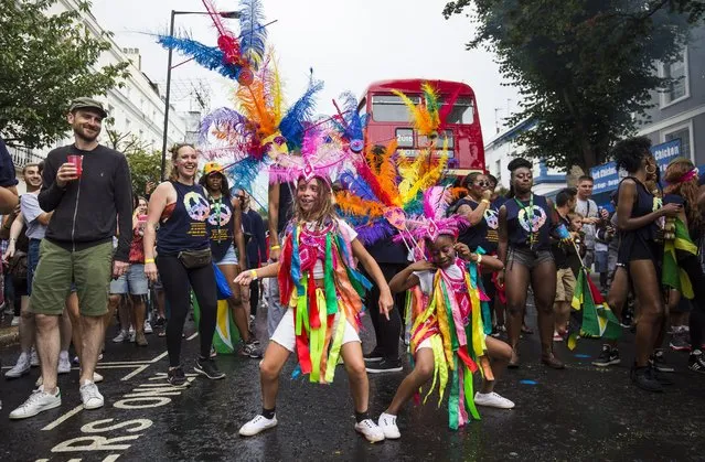 Young performers take part in the Notting Hill Carnival on August 28, 2016 in London, England. (Photo by Jack Taylor/Getty Images)