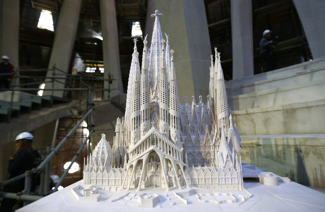 A model of the Sagrada Familia Basilica designed by architect Antoni Gaudi is displayed at the Sagrada Familia Basilica in Barcelona, Spain, Wednesday, October 21, 2015. (Photo by Manu Fernandez/AP Photo)