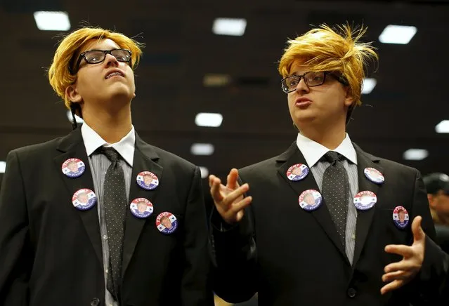 Dante Cicerone, 15,  (R) and his twin brother Georgie dress up as  Republican U.S. presidential candidate Donald Trump as they attend a rally in Las Vegas, Nevada December 14, 2015. (Photo by Mike Blake/Reuters)