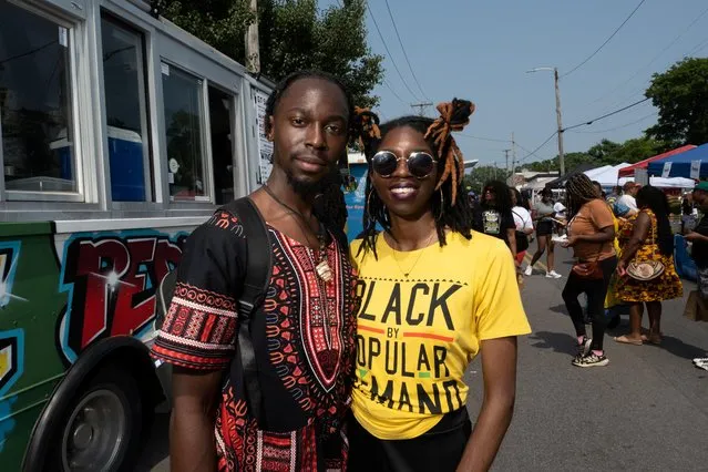 Darnail and Clarissa Ray attend a block party to mark Juneteenth, which commemorates the end of slavery in Texas, over two years after the 1863 Emancipation Proclamation freed slaves elsewhere in the U.S., in Nashville, Tennessee, U.S., June 17, 2023. (Photo by Kevin Wurm/Reuters)