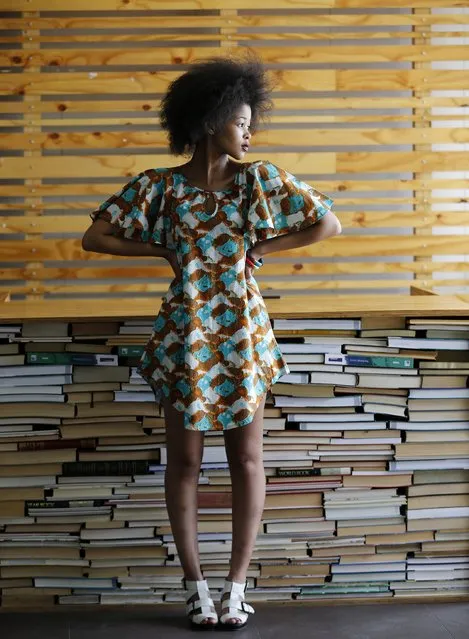 South African model Lulama Mlambo poses while wearing clothes made by Kisua.com, an online clothing retailer launched by Ghanaian entrepreneur Samuel Mensah, in Johannesburg, February 2, 2015. When Michelle Obama and Beyonce Knowles attended high-profile events in clothes made by African designers, it was a sure sign that the continent's vibrant style has arrived on the world stage. (Photo by Siphiwe Sibeko/Reuters)