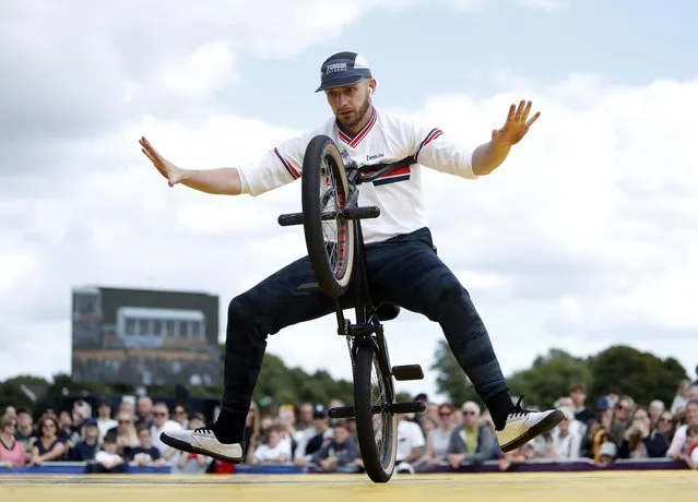 Great Britain's Matthew Hemmings in the BMX Freestyle Flatland Men Elite qualification event during day six of the 2023 UCI Cycling World Championships at Glasgow Green, Glasgow on Tuesday, August 8, 2023. (Photo by Will Matthews/PA Images via Getty Images)