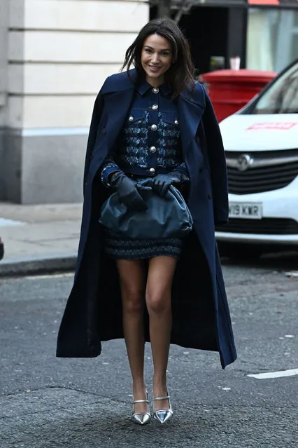 English actress Michelle Keegan seen arriving at BBC Radio 2 Studios for the Breakfast Show on January 3, 2024. (Photo by Raw Image LTD/The Mega Agency)